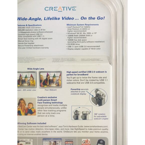 Creative Labs Live! Ultra for Notebooks Cam Video 1.3MP Webcam USB 2.0 - Picture 8 of 9